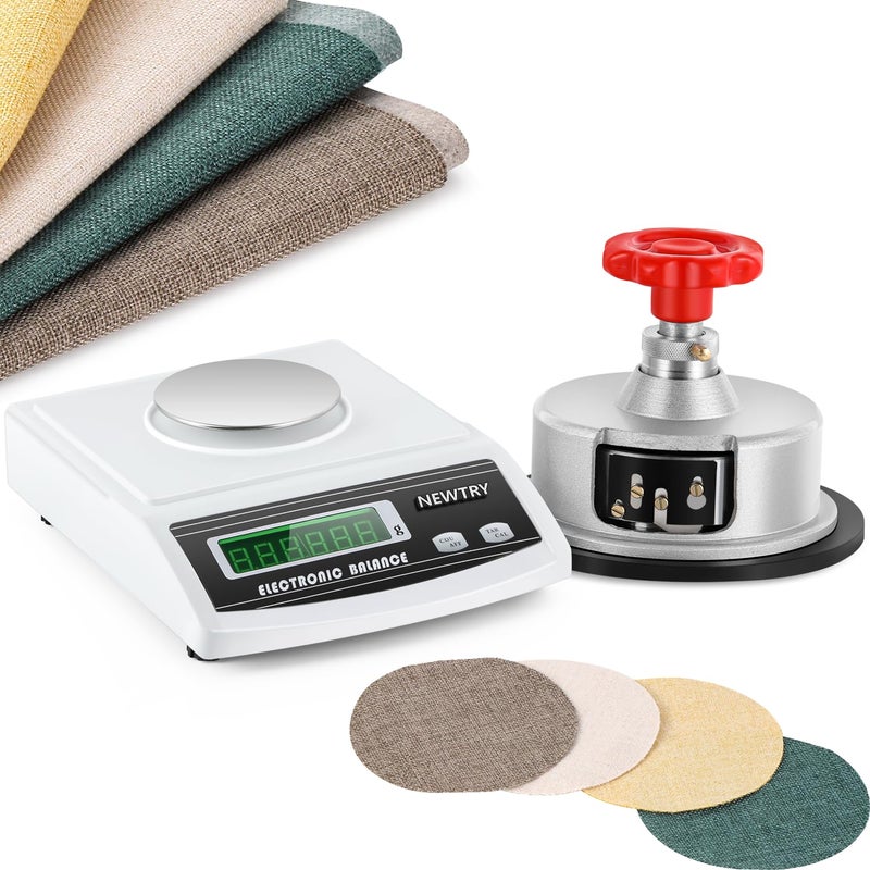 NEWTRY 600g/0.01g Electronic Fabric GSM Weight Scale Balance 110V with 0-2mm Disc Sampler Cloth Cutter for Textile Paper Non-Woven Fabrics (110V Scale + Sample Cutter) - Image 1